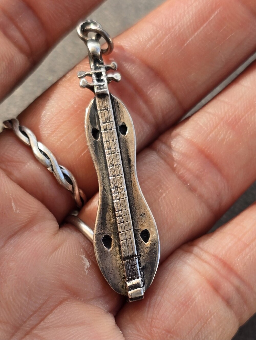 RARE special artisan solid 925 sterling silver Appalachian mountain dulcimer